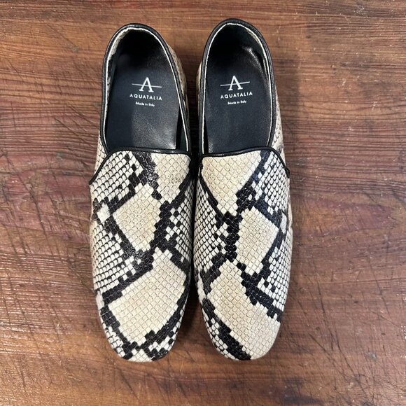 Aquatalia Revy Snake Embossed Weatherproof Loafer White 7.5 - Picture 6 of 12